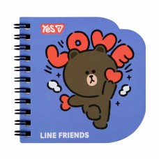 Блокнот пруж. подв. 100х100мм 30арк. кліт. "Line Friends Love" фігурний №152182/Yes/(30)