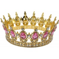 Корона на торт золота з рожевим каменем d15см №R37871(144)