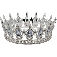 Корона на торт срібна з білим каменем d15см №R37871(144)