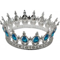 Корона на торт срібна з блакитним каменем d15см №R37871(144)