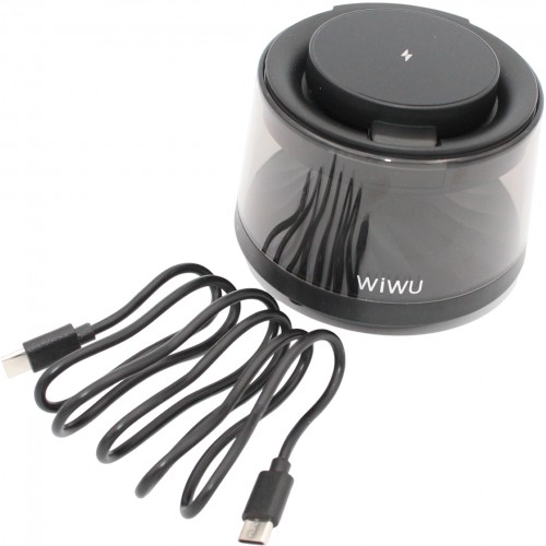 Зарядний пристрій WUW №Wi-039 5в1,безпровідний, колонка, нічник,15W black/Breidon/