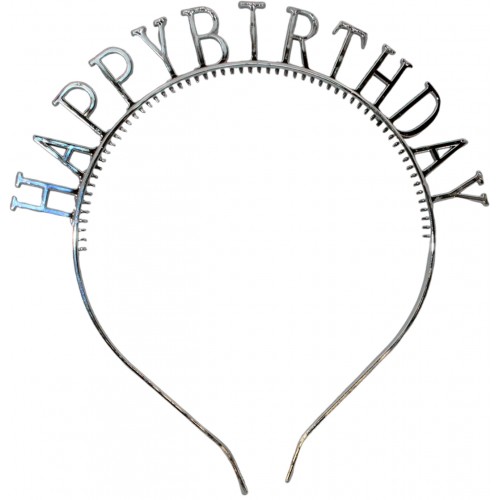 Обруч для волосся та окуляри "Happy birthday" срібло №15110
