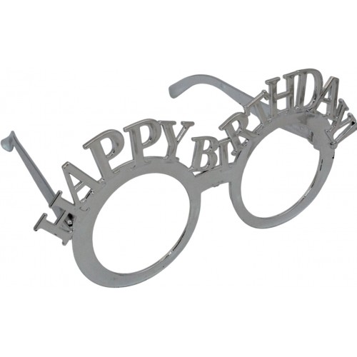 Обруч для волосся та окуляри "Happy birthday" срібло №15110