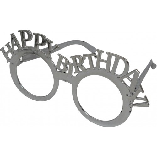 Обруч для волосся та окуляри "Happy birthday" срібло №15110