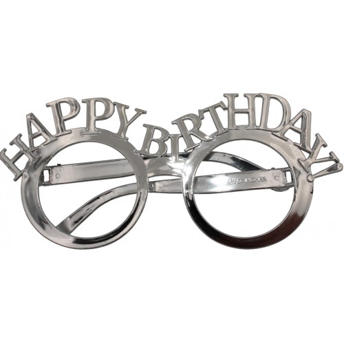 Обруч для волосся та окуляри "Happy birthday" срібло №15110