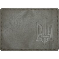 Обклад. на паспорт ID-1 Тризуб Меч шкіра хакі тисн. №54589