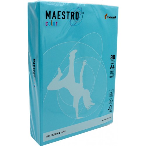 Папір кольоровий А4 80 г/м Maestro Color Intensive AB48 Aqua блакитний (500) (2500)  