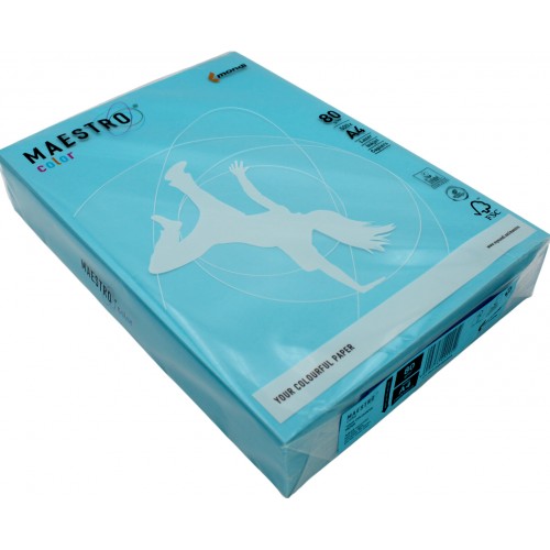 Папір кольоровий А4 80 г/м Maestro Color Intensive AB48 Aqua блакитний (500) (2500)  