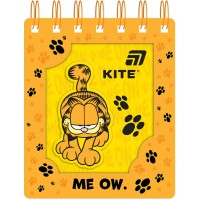 Блокнот пруж. А6 80арк. кліт. карт. обкл. вирубка "Garfield" №GF26-276/Kite/