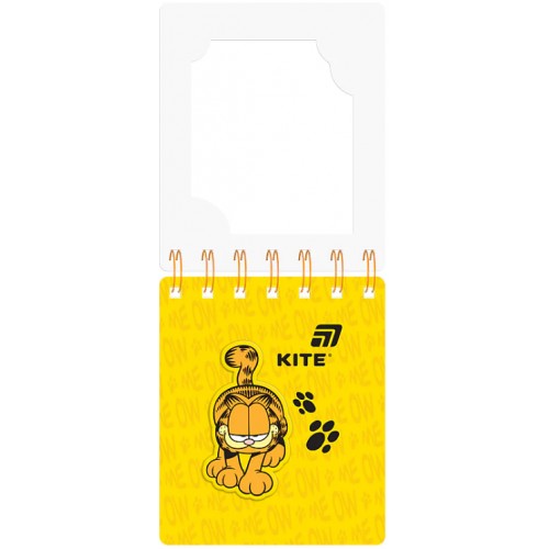 Блокнот пруж. А6 80арк. кліт. карт. обкл. вирубка "Garfield" №GF26-276/Kite/