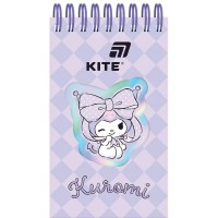 Блокнот пруж. А6 80арк. лін. карт. обкл. вирубка "Kuromi" №HK26-279-2/Kite/