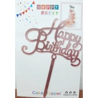 Топер для торта "Happy Birthday" малий,рожевий №15093