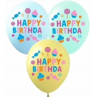 Кулька повітр. латексна 12"/30см "Happy Birthday солодощі,кекси"/Art Show/(50)