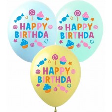 Кулька повітр. латексна 12"/30см "Happy Birthday солодощі,кекси"/Art Show/(50)