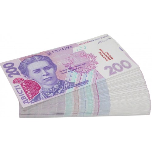 Сувенірні гроші "200грн" картон ламінація (20шт)
