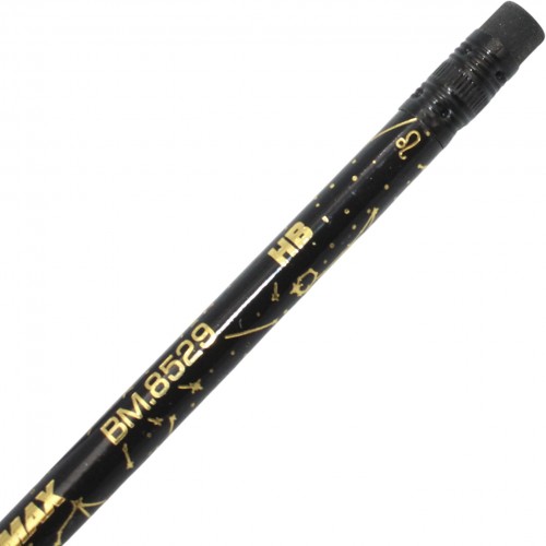 Олівець гр. "Buromax" №BM.8529 HB Black Zodiac з гумкою(100)
