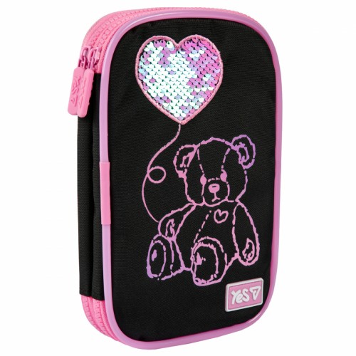 Пенал "Yes" Pink Bear м'який 2від. LED №PH-35/533777/Р-26