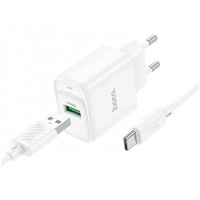 Зарядний пристрій Hoco №C140A швидка зарядка 1USB+Type-C 2A white(10)