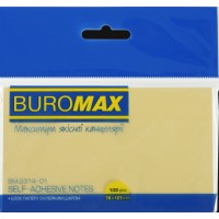 Блок/зам. липк. краєм 75х127мм 100арк. жовтий "Buromax" №BM.2314-01