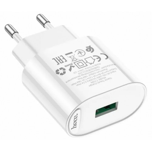 Зарядний пристрій Hoco №C109A швидка зарядка 1USB+Type-C 3.0A white