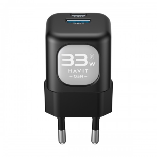Зарядний пристрій Havit №HV-UC230 Gan швидка зарядка USB+Type-C 33W black