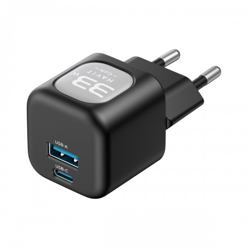 Зарядний пристрій Havit №HV-UC230 Gan швидка зарядка USB+Type-C 33W black