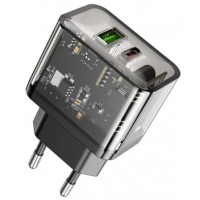 Зарядний пристрій Hoco N34 швидка зарядка 1USB+Type+C 3A 20w black/Breidon/