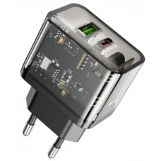 Зарядний пристрій Hoco N34 швидка зарядка 1USB+Type+C 3A 20w black/Breidon/