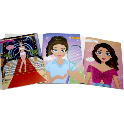 Книжка А4 "Одягалка Dress Up" з наліпками,мікс №LS-03 м'яка обкл./Апельсин/