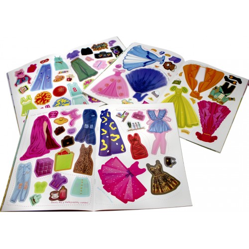 Книжка А4 "Одягалка Dress Up" з наліпками,мікс №LS-03 м'яка обкл./Апельсин/