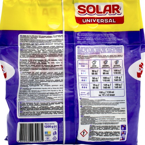Прал. порошок 1200г універ. "Solar" безфосф.(12)