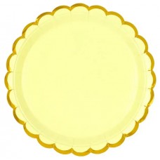 Тарілка паперова, d-230мм,жовта золотий контур(10)