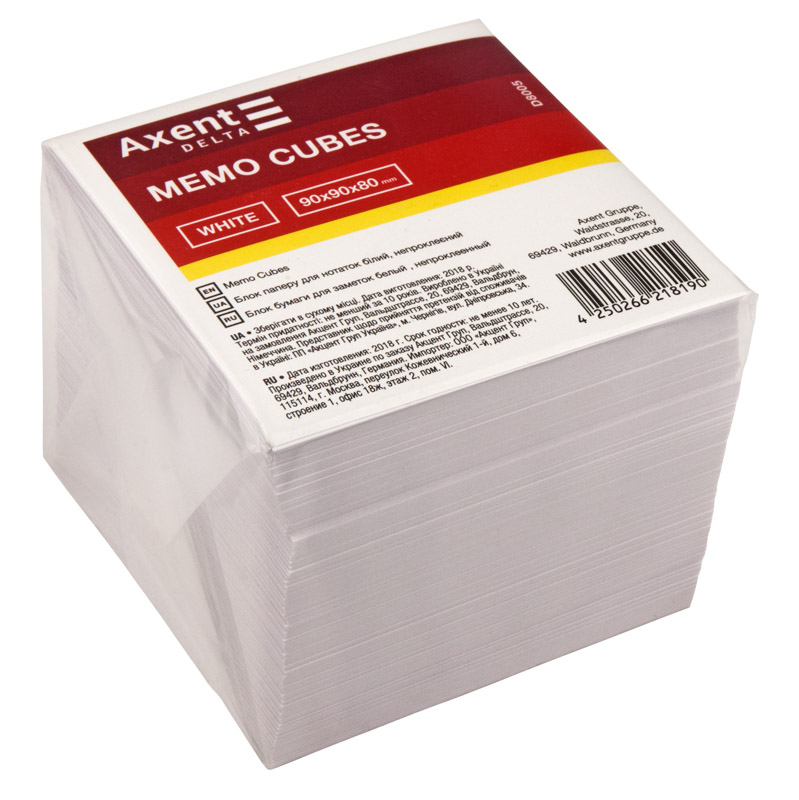 Блок/зам. нкл 90х90мм 80мм "Axent/Delta" White №8005(1)(36) — фото товару | Канцелярський Сад