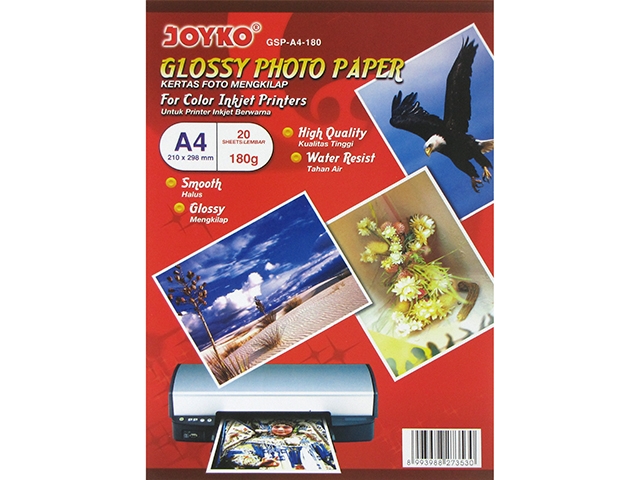 Фотопапір "Joyko" А4 180г/м2 глянц. 210х298мм GSP-A4-10/GSP-A4-180(20)(1000) — фото товару | Канцелярський Сад
