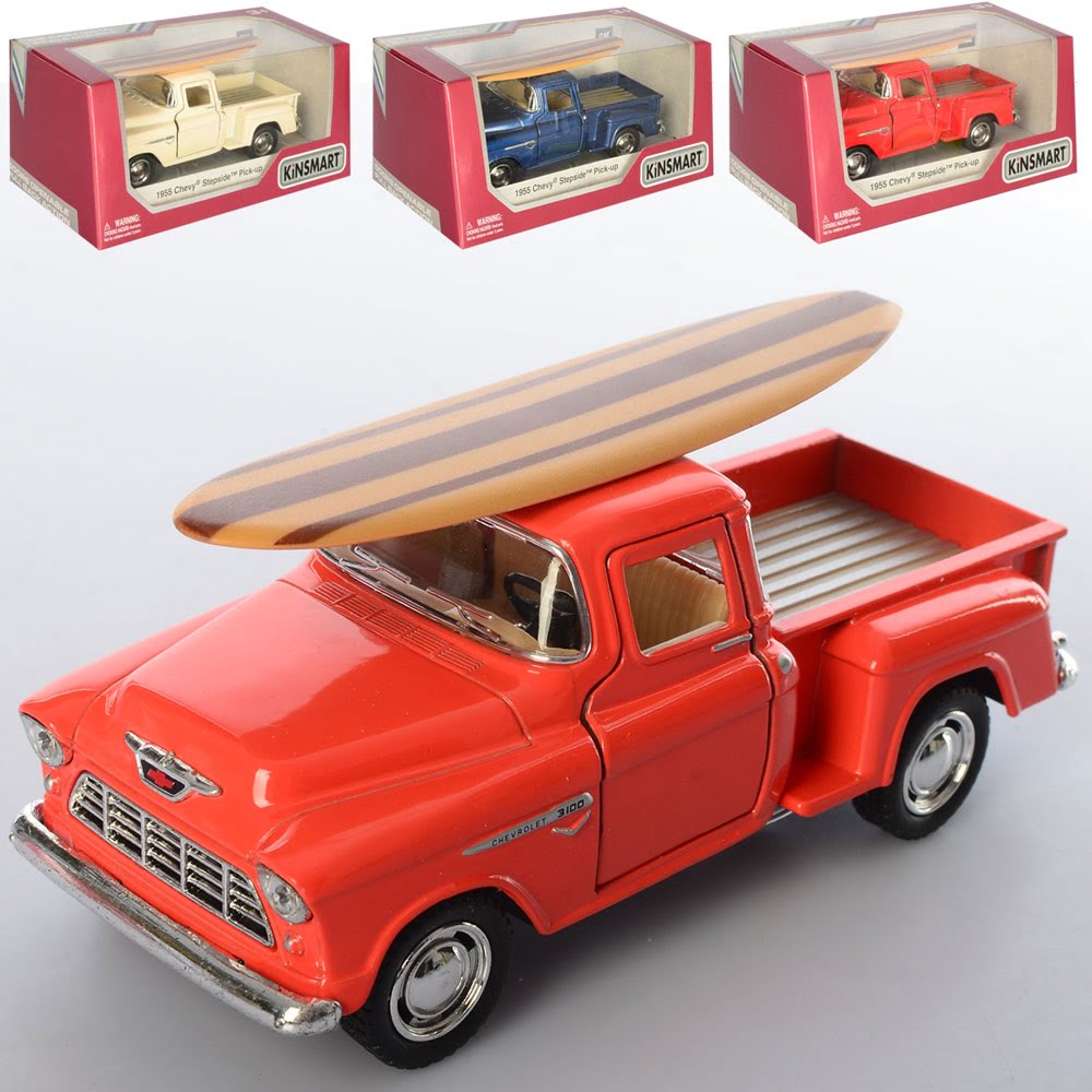 Машина метал. "Kinsmart" Chevy Stepside Pick-up Surfboard 1955,в кор-ці,16х7,5х8см — фото товару | Канцелярський Сад