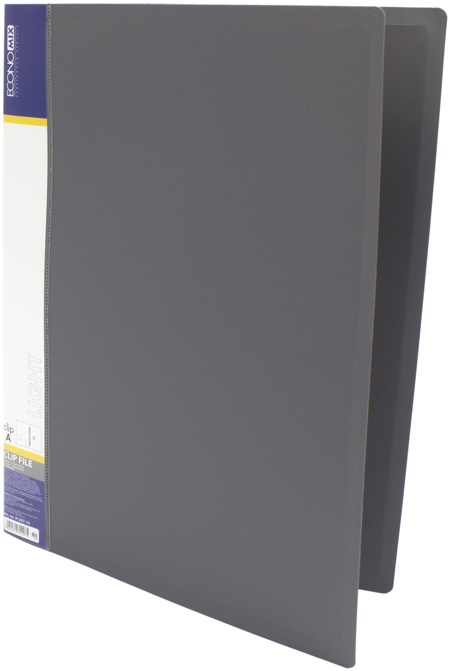 Папка-вуса "Economix" №E31207-10 А4 пласт. CLIP A Light 1карм. сіра(1)(20) — фото товару | Канцелярський Сад