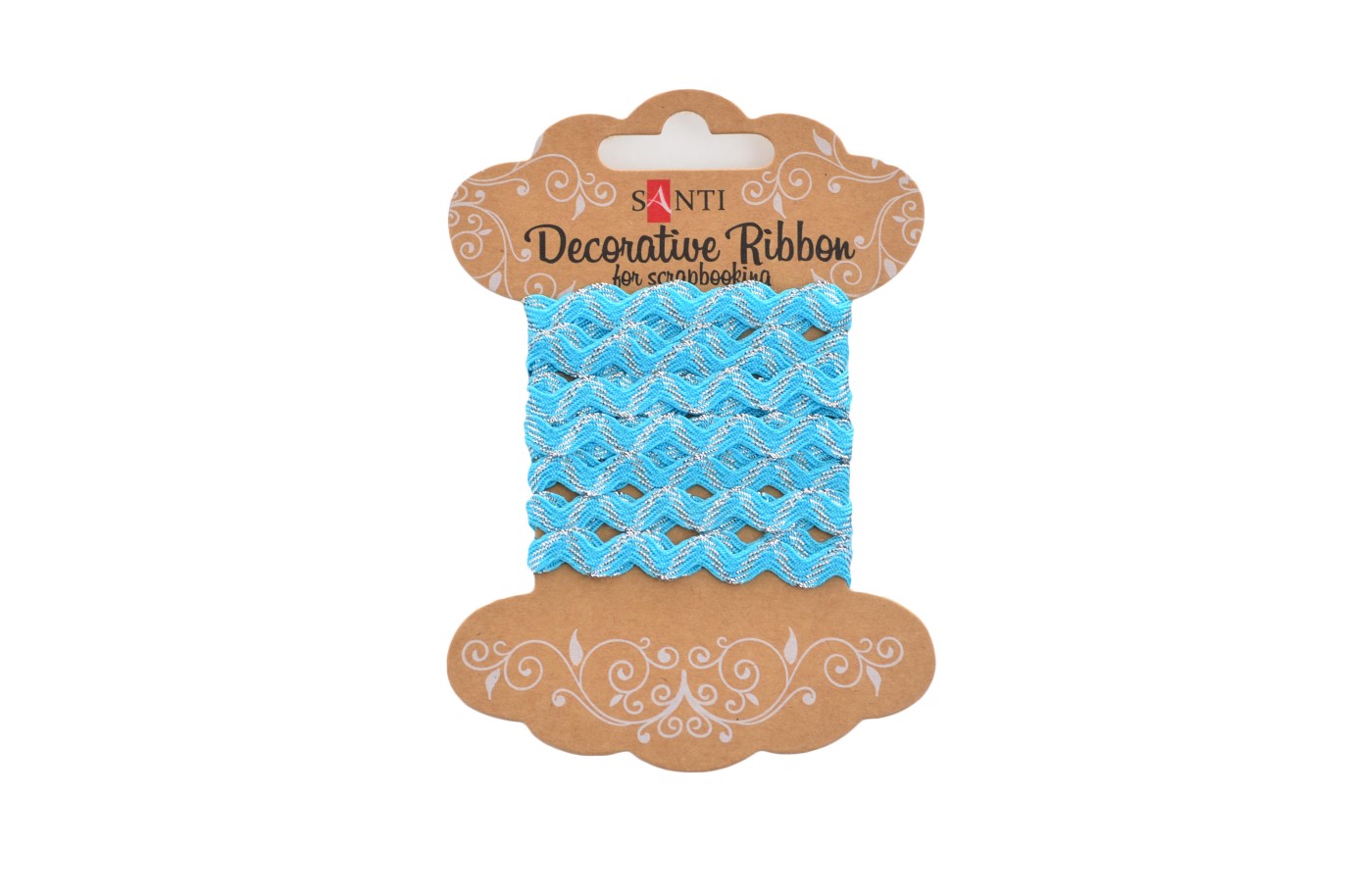 Декор. стрічка "Santi" Хвиля блакитна зі срібною ниткою 2м №741382(20) — купити | Канцелярський Сад
