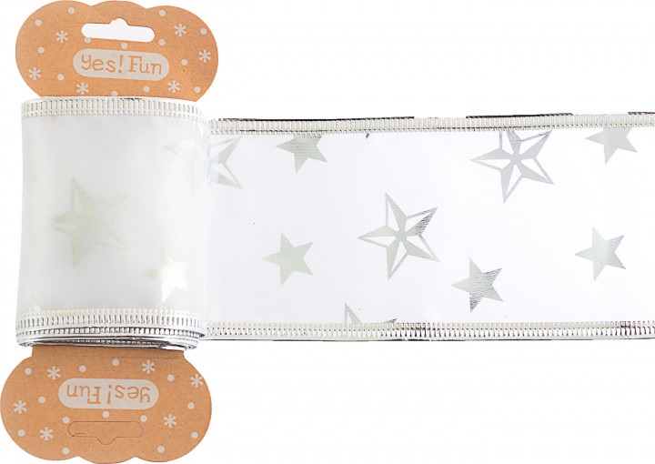 Декор. стрічка "Yes" біла зі срібною зіркою,6смх2м №750327 — купити | Канцелярський Сад