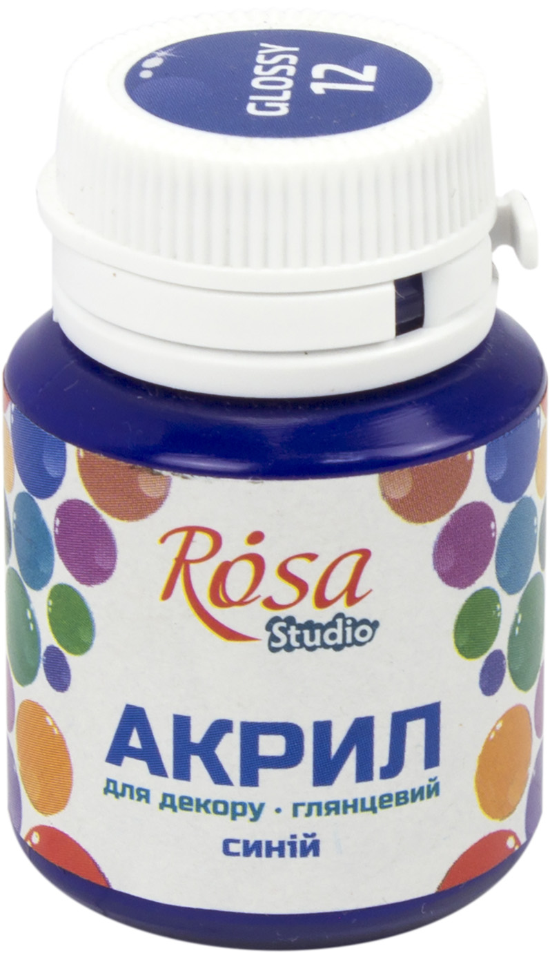 Акрил для декору "Rosa Talent" 20мл №21012/2714/12 глянцевий синій — фото товару | Канцелярський Сад