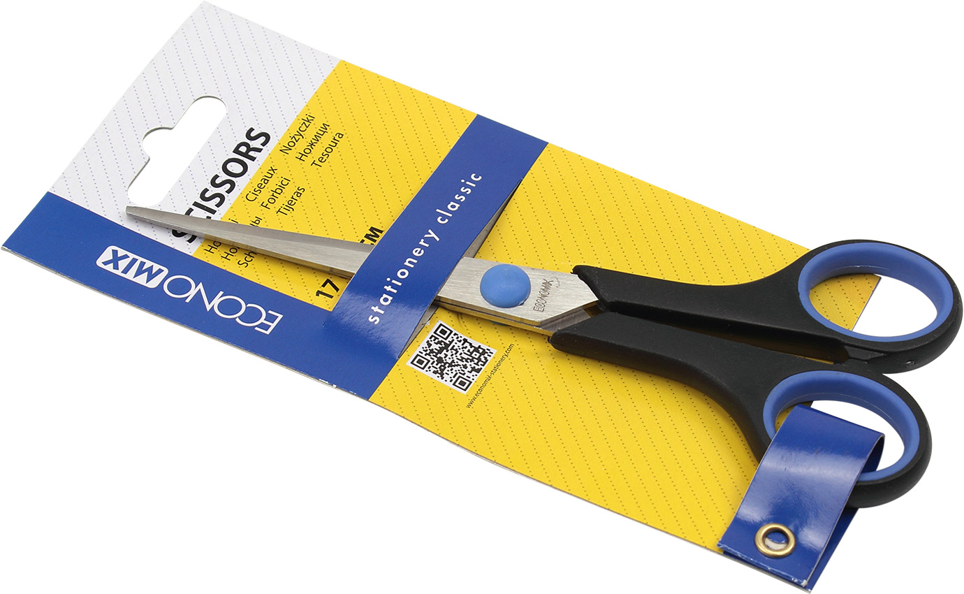 Ножиці офісн. "Economix" №E40402 17см ручки з гумовими вставками(12)(144) — фото товару | Канцелярський Сад