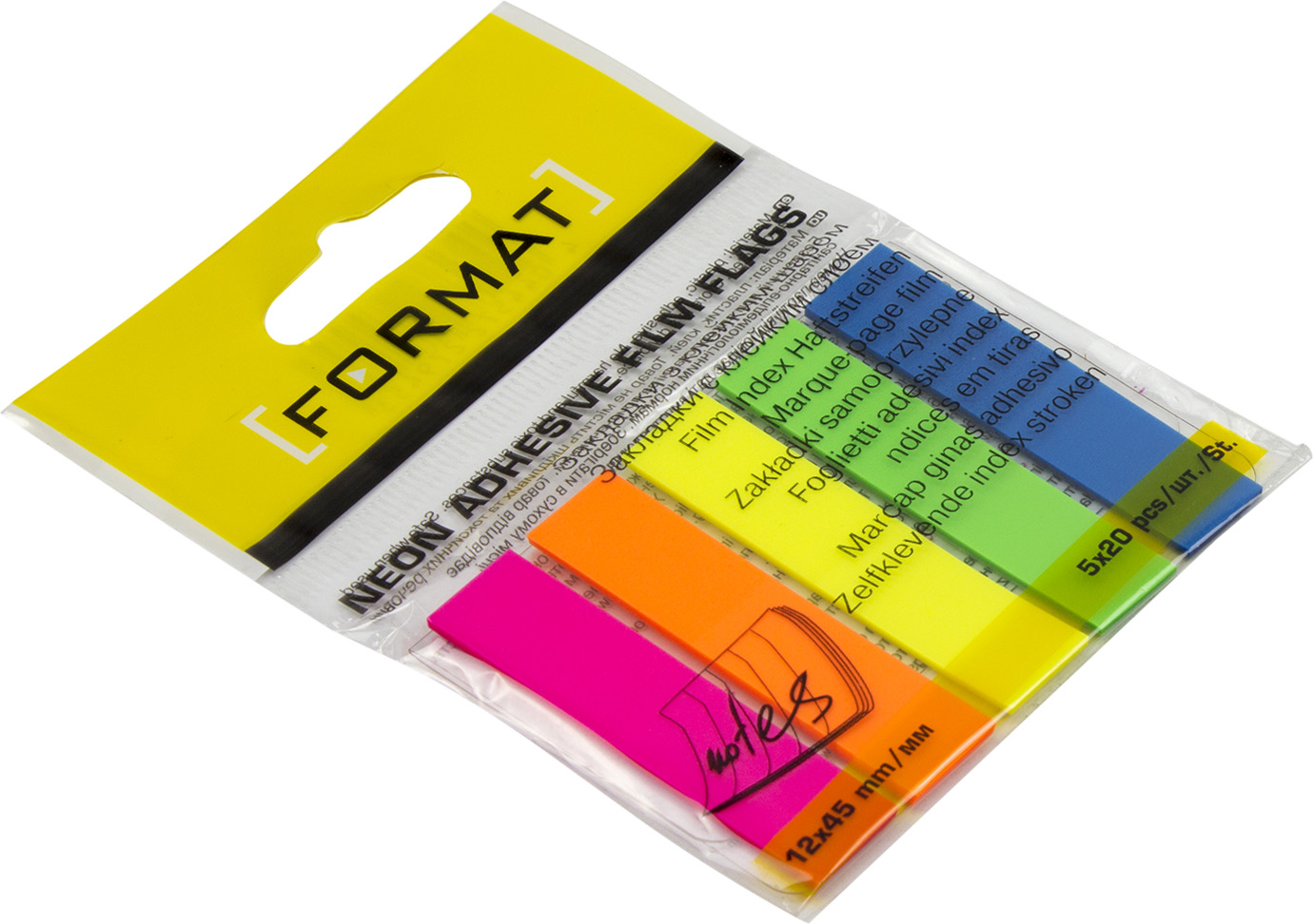 Стікери-закладки "Economix Light" 12х45 5неон. кольорів,100шт №E27945(20) — купити | Канцелярський Сад