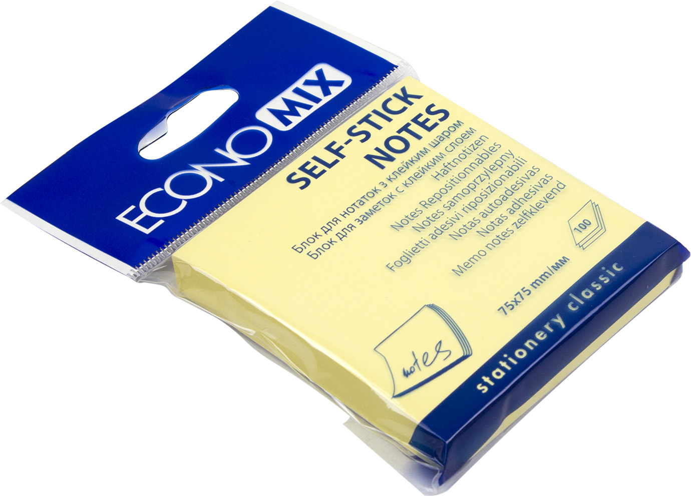 Блок/зам. липк. краєм 75х75мм 100арк. жовтий "Economix" №E20932(12)(144) — купити | Канцелярський Сад