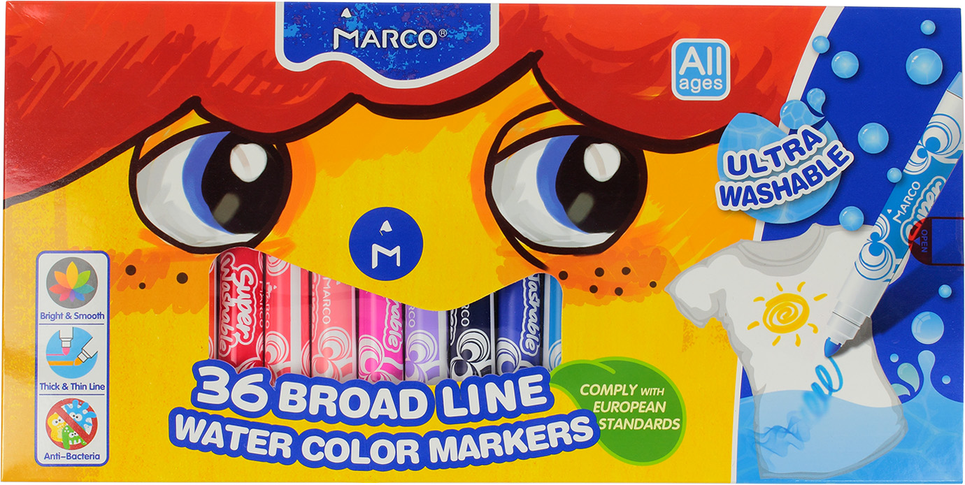 Фломастери "Marco" 36кольор. Jumbo 3,38мм №1632-36(4)(16) — фото товару | Канцелярський Сад