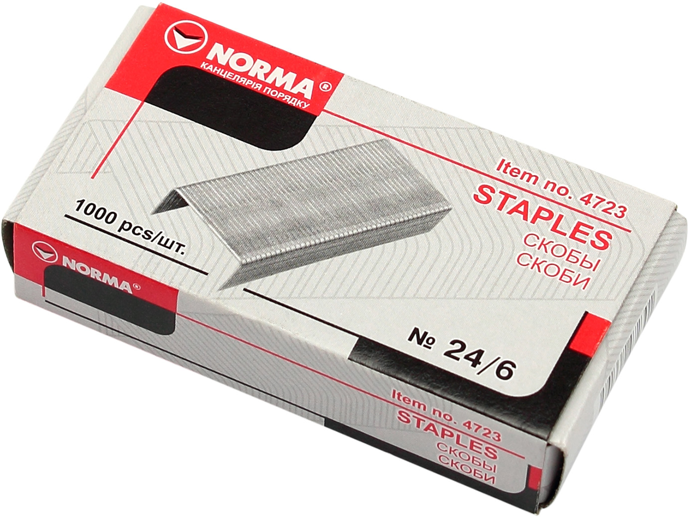 Скоби "Norma" №24/6 (1000шт) №4723 (10)(500) — фото товару | Канцелярський Сад