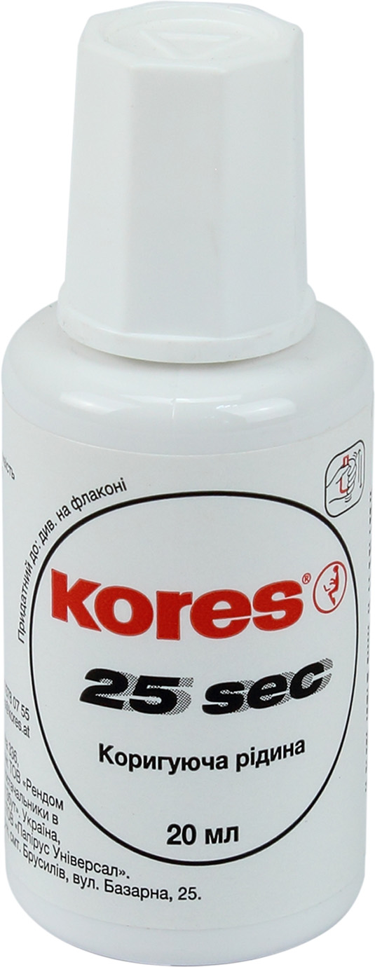 Коректор з пенз. "Kores" 20мл "25 секунд" №К66817(10)(520) — купити | Канцелярський Сад