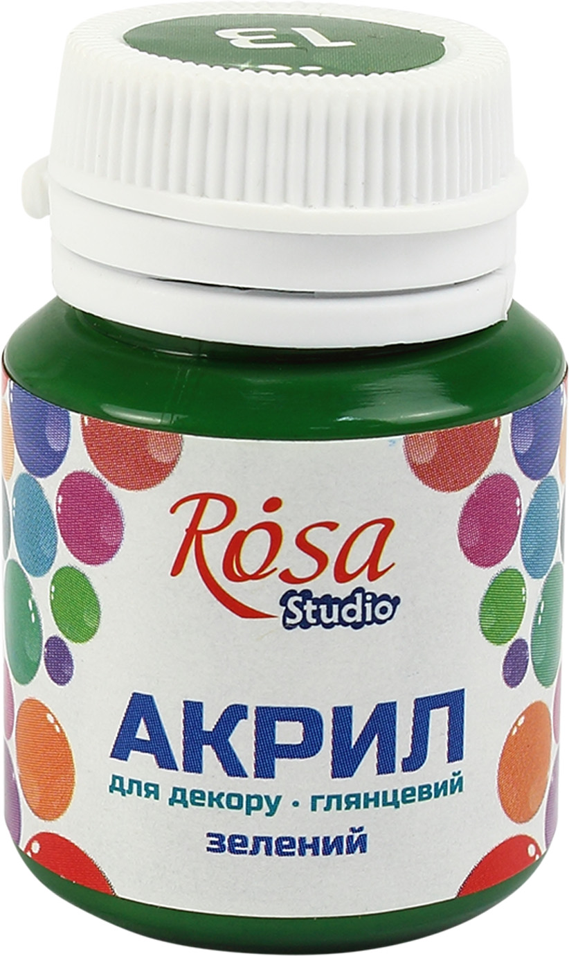 Акрил для декору "Rosa Talent" 20мл №21013/2592 глянцевий зелений — фото товару | Канцелярський Сад