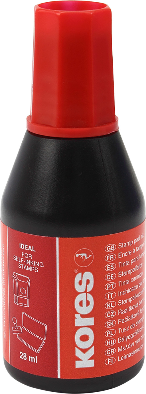 Штемпельна фарба "Kores" №K71328 28мл черв.(10) — фото товару | Канцелярський Сад