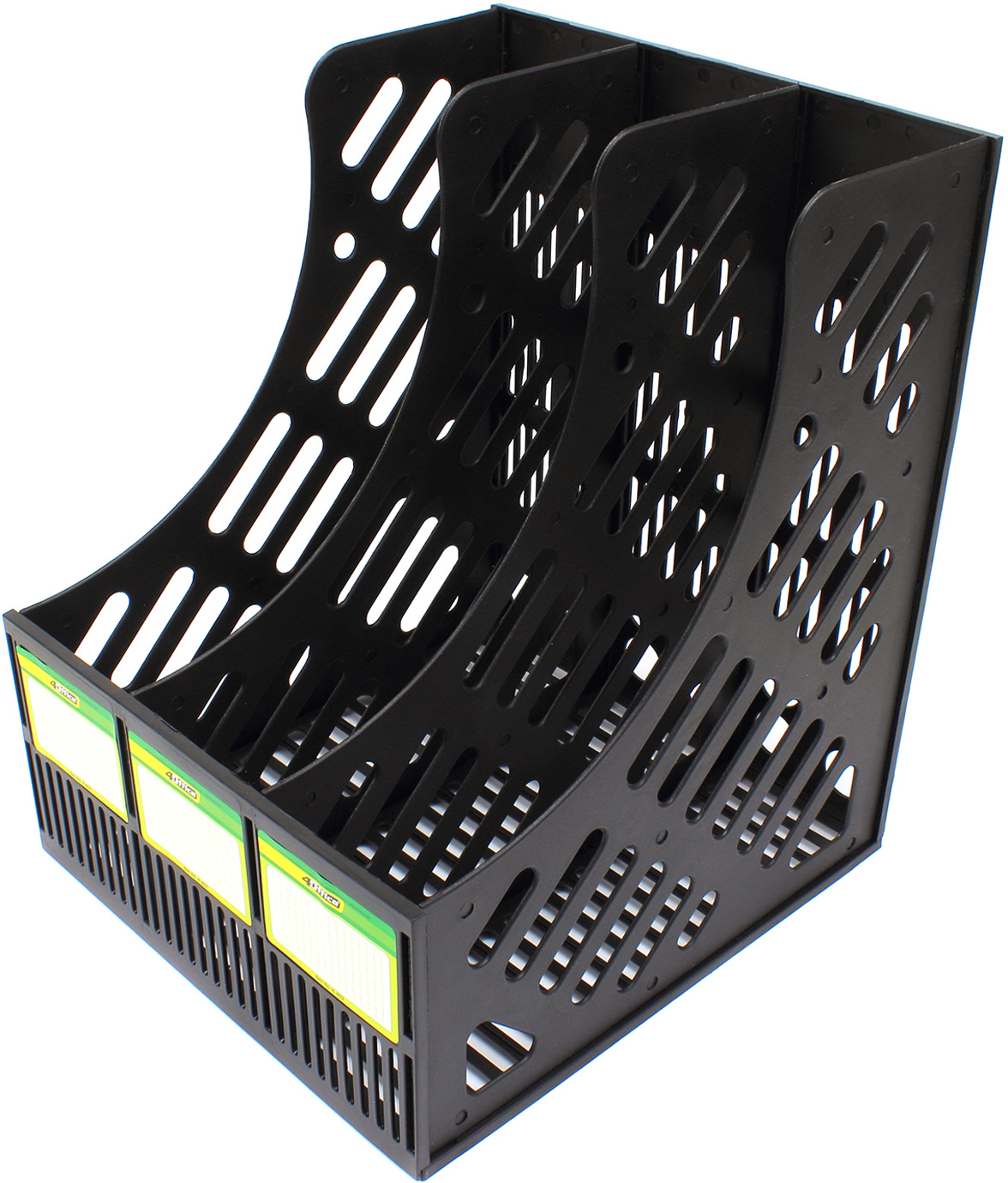 Лоток вертик. "4Office" №4-402 3відд. чорний(1)(20)(40) — фото товару | Канцелярський Сад