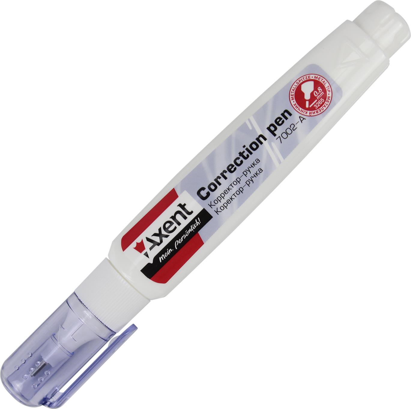 Коректор-ручка метал. нак. "Axent" 8мл №7002(24)(576) — фото товару | Канцелярський Сад