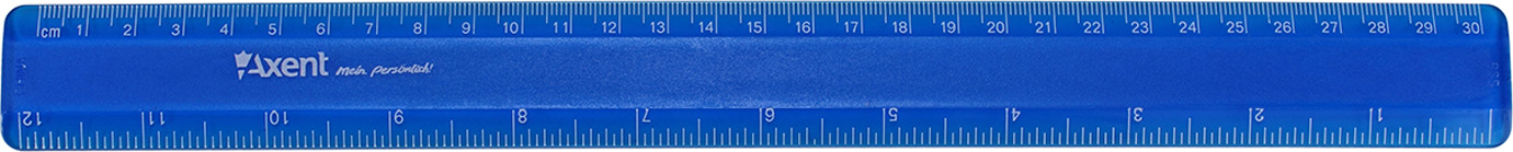 Лінійка пласт. 30см "Axent" матова №7530-02 синя кульк.руч(72) — фото товару | Канцелярський Сад